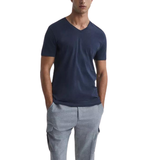 V-neck short-sleeve cotton T-shirt