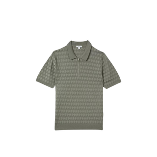 diamond-knit woven polo shirt