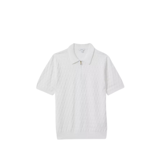 diamond-knit woven polo shirt