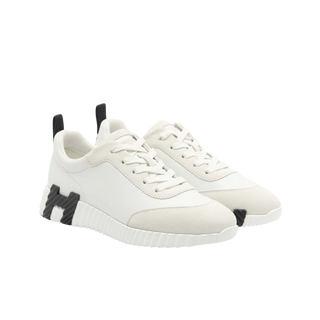 BOUNCING LOW-TOP SNEAKERS IN WHITE CALFSKIN AND SUEDE