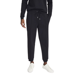 Navy Premier drawstring woven jogging bottoms