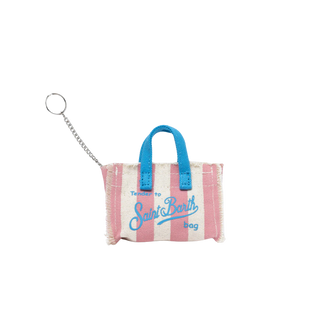Pink striped cotton canvas Key Holder